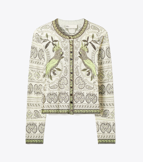 PRINTED WOOL CARDIGAN