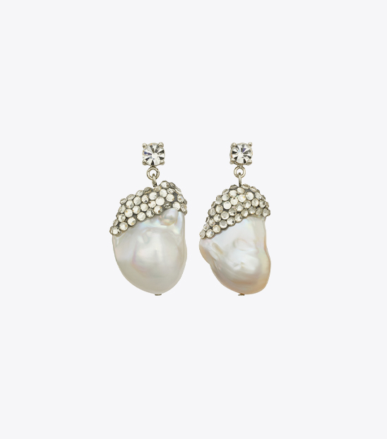 MOONDANCE CRYSTAL AND PEARL DROP EARRINGS