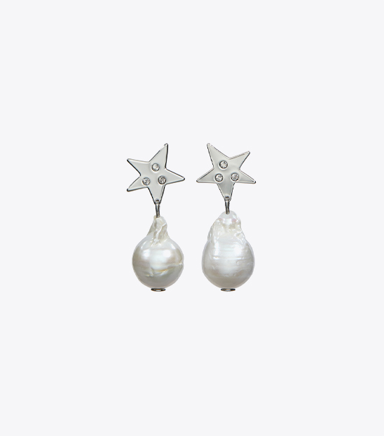 STAR PEARL DROP EARRING