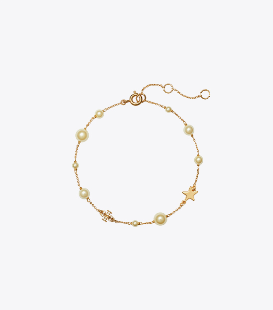 DELICATE MOONDANCE PEARL AND STAR BRACELET