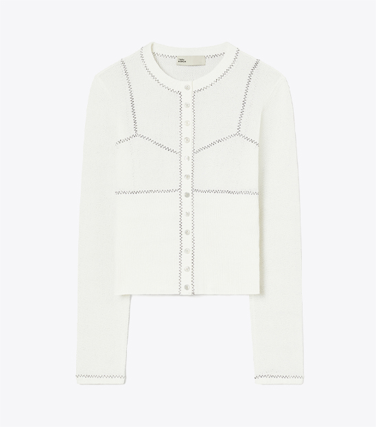 COTTON AND NYLON MESH CARDIGAN