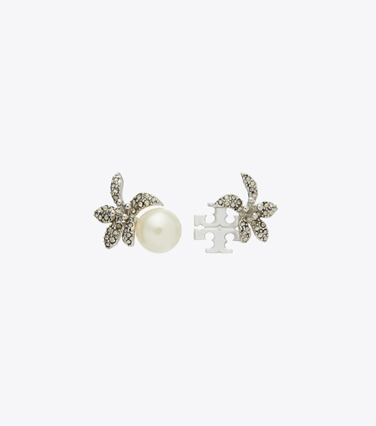 MOONDANCE PEARL AND FLOWER STUD EARRINGS